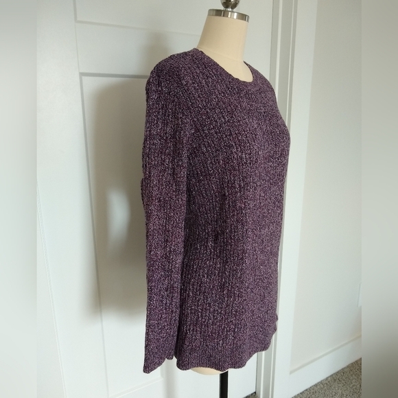 Kim Rogers Soft Cotton Merled Purple Crew Neck Sweater Relaxed Fit 2X - Picture 2 of 9